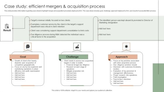 Implementing Effective Strategy Case Study Efficient Mergers And Acquisition Graphics PDF