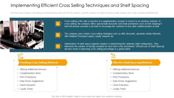 Implementing Efficient Cross Selling Techniques And Shelf Spacing Slides PDF