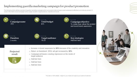 Implementing Guerilla Marketing Campaign For Product Promotion Sample PDF Implementing Guerilla Marketing Campaign For Product Promotion Sample PDF