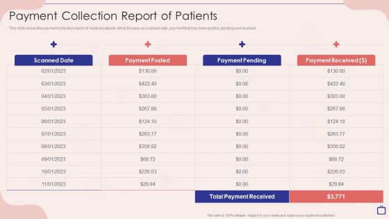 Implementing Integrated Software Payment Collection Report Of Patients Infographics PDF