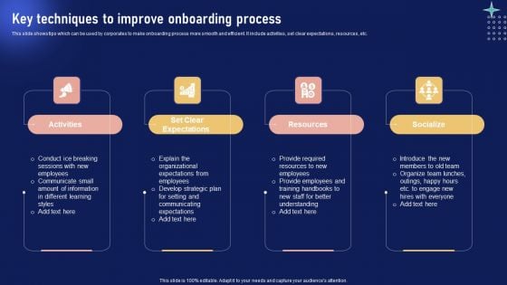 Implementing Internal Marketing Key Techniques To Improve Onboarding Process Mockup PDF