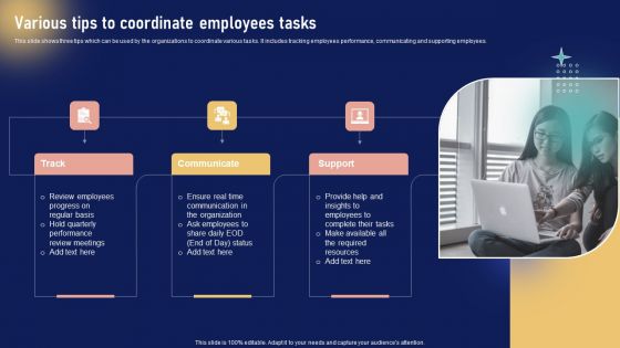Implementing Internal Marketing Various Tips To Coordinate Employees Tasks Slides PDF Implementing Internal Marketing Various Tips To Coordinate Employees Tasks Slides PDF