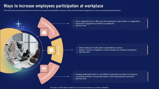 Implementing Internal Marketing Ways To Increase Employees Participation At Workplace Brochure PDF
