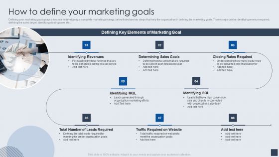 Implementing Marketing Mix Strategy To Enhance Overall Performance How To Define Your Marketing Goals Background PDF