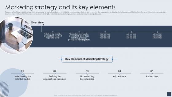 Implementing Marketing Mix Strategy To Enhance Overall Performance Marketing Strategy And Its Key Elements Diagrams PDF