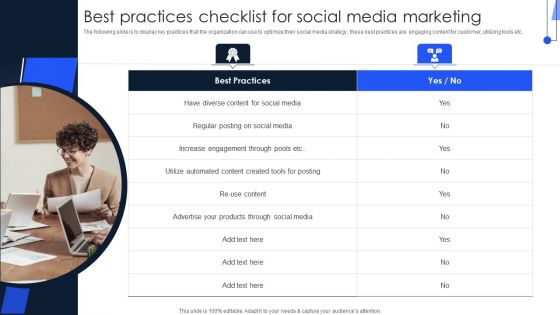 Implementing Marketing Strategies Best Practices Checklist For Social Media Ideas PDF