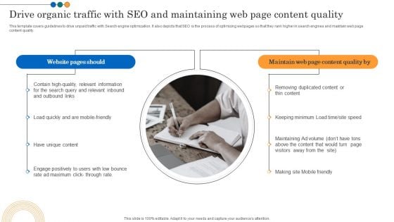 Implementing Marketing Strategies Drive Organic Traffic With SEO And Maintaining Infographics PDF