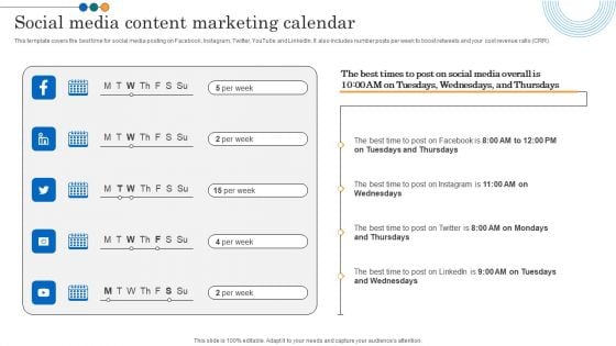 Implementing Marketing Strategies Social Media Content Marketing Calendar Inspiration PDF