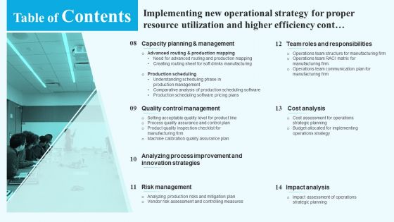 Implementing New Operational Approach Optimal Resource Allocation Enhanced Productivity Table Of Contents Rules PDF
