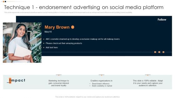 Implementing Promotion Mix Strategy Technique 1 Endorsement Advertising On Social Media Diagrams PDF Implementing Promotion Mix Strategy Technique 1 Endorsement Advertising On Social Media Diagrams PDF