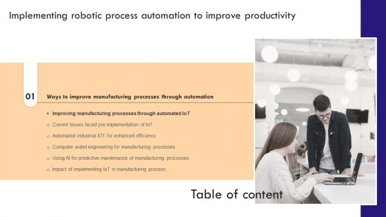 Implementing Robotic Process Automation To Improve Productivity Table Of Contents Microsoft PDF