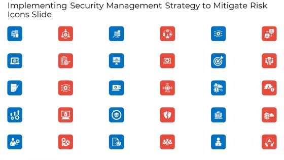 Implementing Security Management Strategy To Mitigate Risk Icons Slide Icons PDF