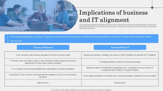 Implications Of Business And IT Alignment Clipart PDF