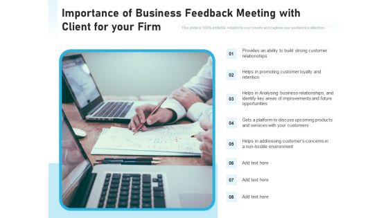 Importance Of Business Feedback Meeting With Client For Your Firm Ppt PowerPoint Presentation Gallery Example Introduction PDF Importance Of Business Feedback Meeting With Client For Your Firm Ppt PowerPoint Presentation Gallery Example Introduction PDF