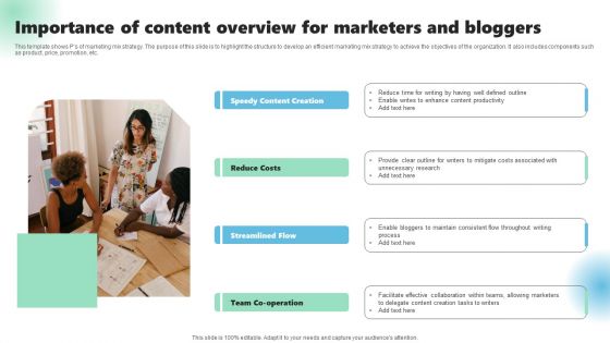 Importance Of Content Overview For Marketers And Bloggers Infographics PDF