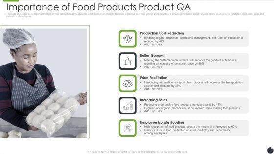 Importance Of Food Products Product QA Brochure PDF