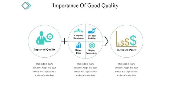 Importance Of Good Quality Ppt PowerPoint Presentation Inspiration Graphics Tutorials