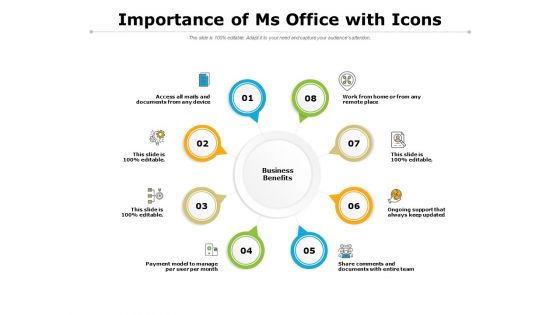 Importance Of Ms Office With Icons Ppt PowerPoint Presentation Slide