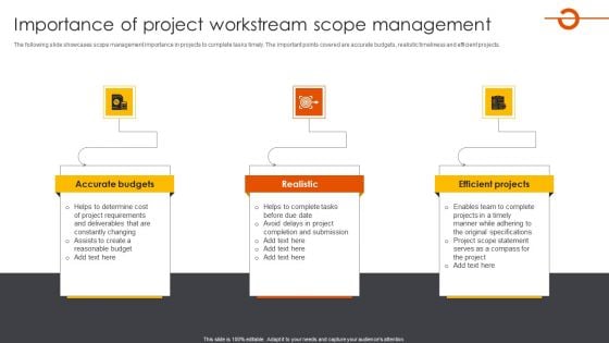 Importance Of Project Workstream Scope Management Background PDF