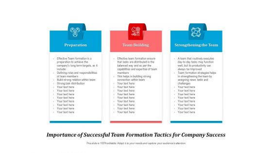 Importance Of Successful Team Formation Tactics For Company Success Ppt PowerPoint Presentation Inspiration Example File PDF