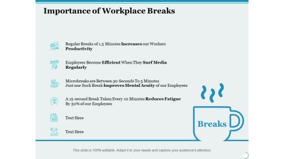 Importance Of Workplace Breaks Ppt PowerPoint Presentation Slides Backgrounds