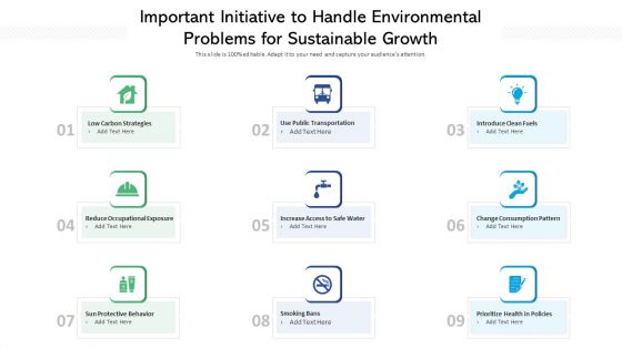 Important Initiative To Handle Environmental Problems For Sustainable Growth Professional PDF