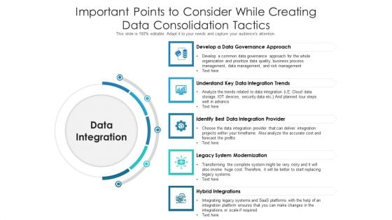 Important Points To Consider While Creating Data Consolidation Tactics Clipart PDF