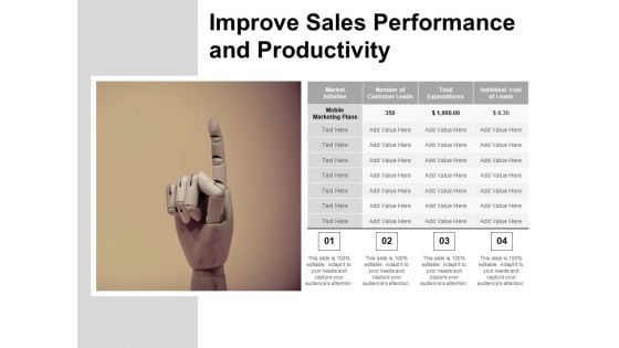 Improve Sales Performance And Productivity Ppt PowerPoint Presentation Diagram Graph Charts