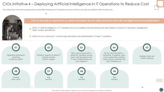 Improved Digital Expenditure Cios Initiative 4 Deploying Artificial Intelligence In IT Operations To Reduce Cost Background PDF