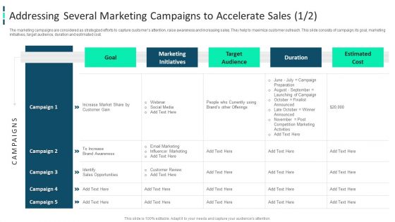 Improving Brand Awareness Through WOM Marketing Addressing Several Marketing Campaigns To Accelerate Sales Summary PDF