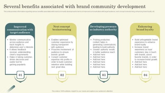 Improving Brand Mentions For Customer Several Benefits Associated With Brand Community Guidelines PDF