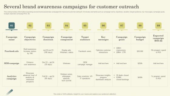 Improving Brand Mentions For Customer Several Brand Awareness Campaigns For Customer Formats PDF