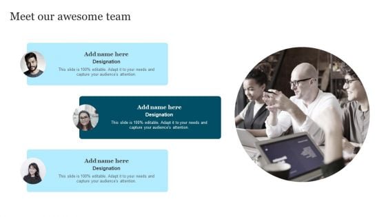 Improving Brand Recognition To Boost Meet Our Awesome Team Ppt Slide Download PDF Improving Brand Recognition To Boost Meet Our Awesome Team Ppt Slide Download PDF