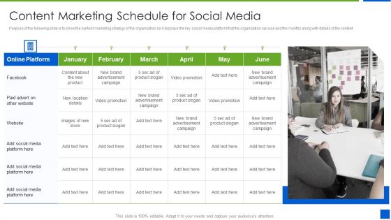 Improving Brand Recognition With Message And Differentiation Strategy Content Marketing Schedule Diagrams PDF