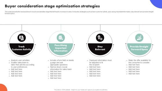 Improving Buyer Journey Through Strategic Customer Engagement Buyer Consideration Stage Optimization Strategies Themes PDF