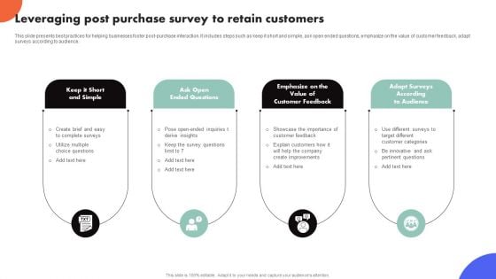 Improving Buyer Journey Through Strategic Customer Engagement Leveraging Post Purchase Survey Retain Customers Ideas PDF