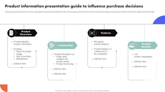 Improving Buyer Journey Through Strategic Customer Engagement Product Information Presentation Guide Icons PDF