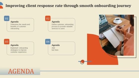 Improving Client Response Rate Through Smooth Onboarding Journey Agenda Themes PDF