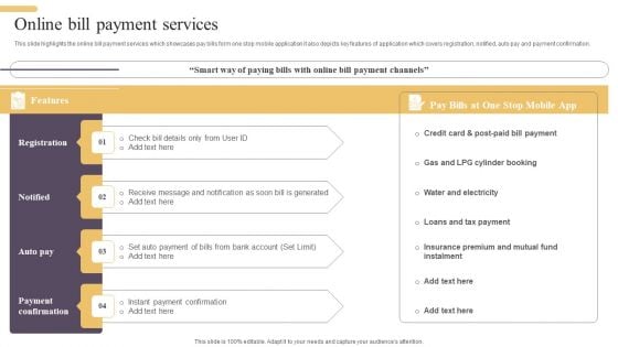 Improving Digital Banking Operations And Services Framework Online Bill Payment Inspiration PDF