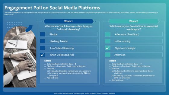 Improving Digital Community Engagement Strategy Engagement Poll On Social Media Platforms Demonstration PDF