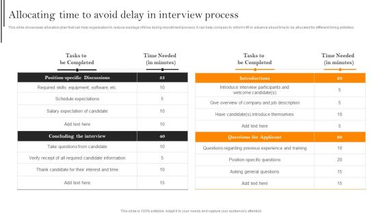 Improving Hiring Process For Workforce Retention In Organization Allocating Time To Avoid Delay In Interview Process Microsoft PDF