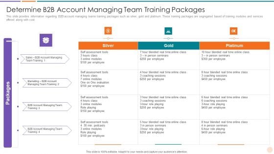 Improving Lead Generation Determine B2B Account Managing Team Training Packages Graphics PDF