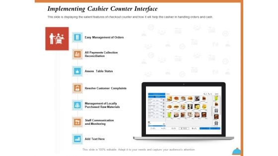 Improving Restaurant Operations Implementing Cashier Counter Interface Ppt Styles Inspiration PDF