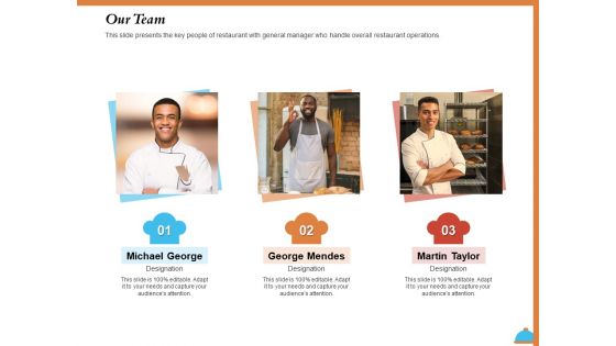 Improving Restaurant Operations Our Team Ppt PowerPoint Presentation Ideas Slideshow PDF
