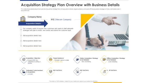 Improving Retention Rate By Implementing Acquisition Strategy Plan Overview With Business Details Introduction PDF