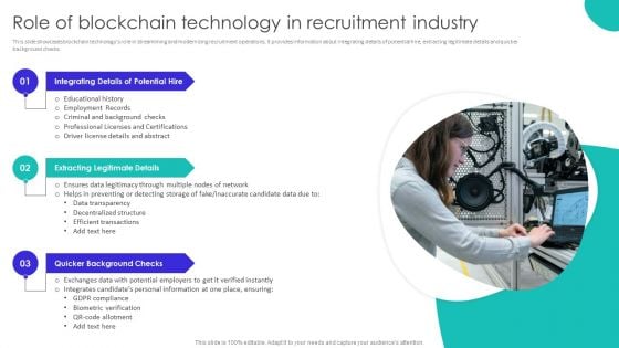 Improving Technology Based Role Of Blockchain Technology In Recruitment Industry Sample PDF