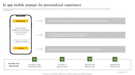 In App Mobile Popups For Personalized Experience Ppt Icon Professional PDF