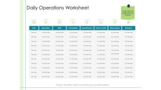 In Depth Business Assessment Daily Operations Worksheet Ppt PowerPoint Presentation File Images PDF