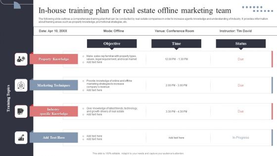 In House Training Plan For Real Estate Offline Marketing Team Topics PDF