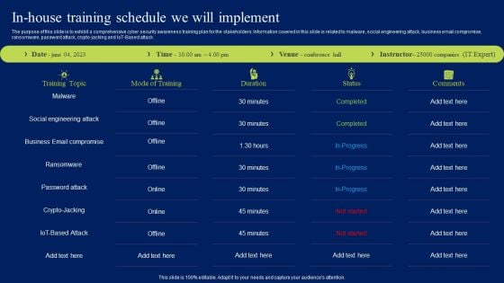 In House Training Schedule We Will Implement Ppt Pictures Slide Portrait PDF In House Training Schedule We Will Implement Ppt Pictures Slide Portrait PDF